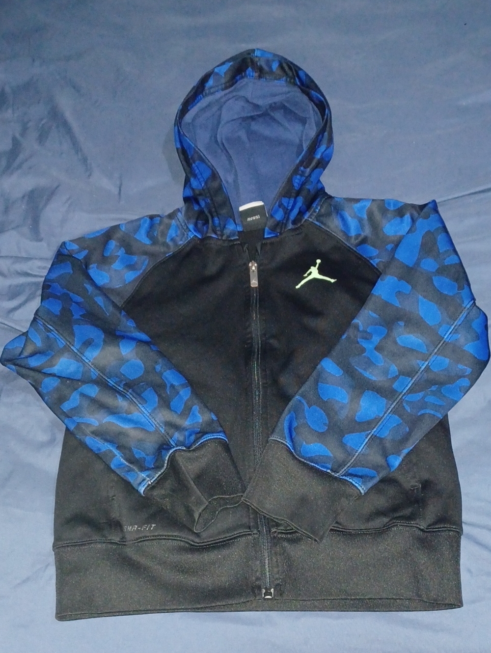 Jordan Boys' Black/Blue Camo Hoodie Jacket Size Small 8 - 10 Years